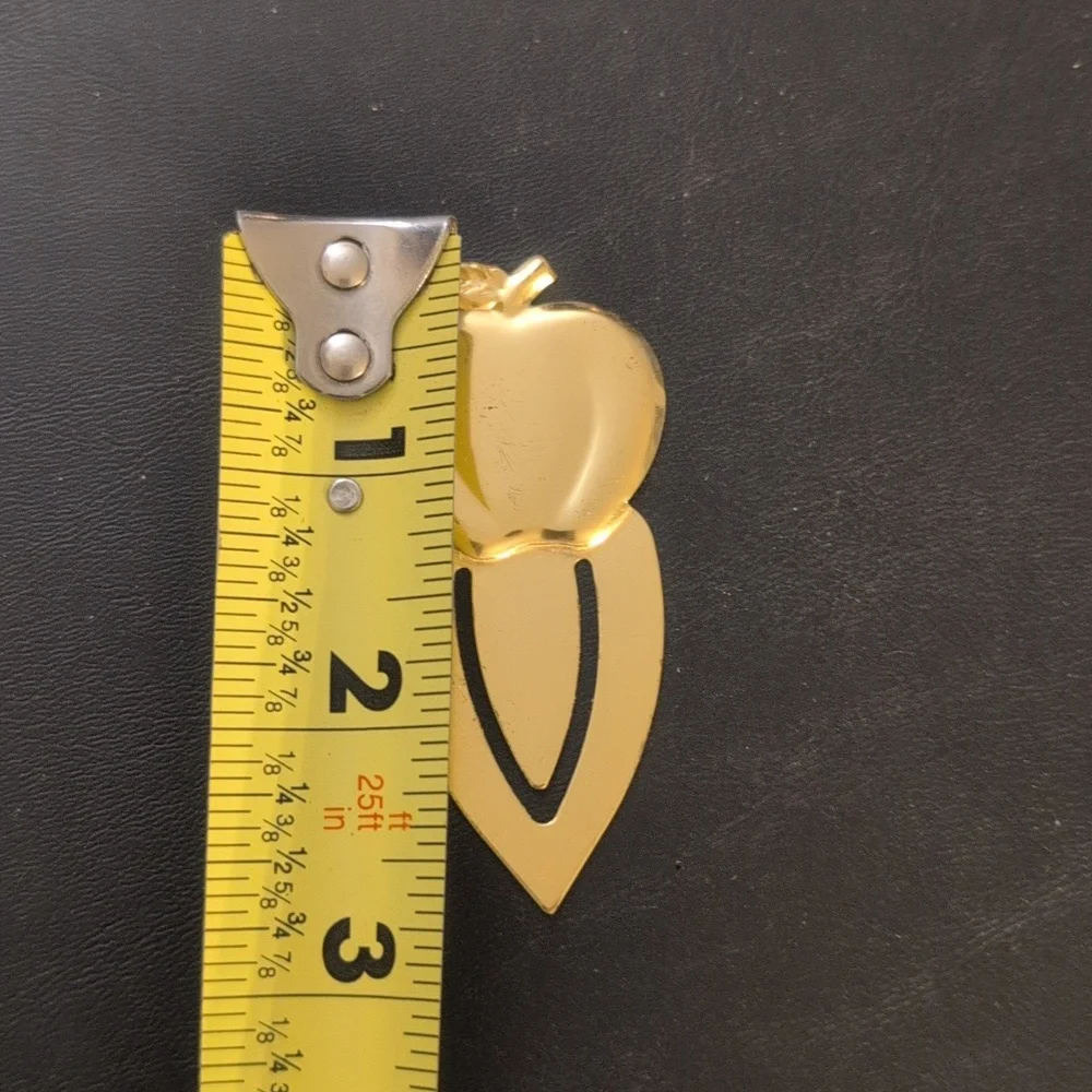 Gold Tone Apple Bookmark